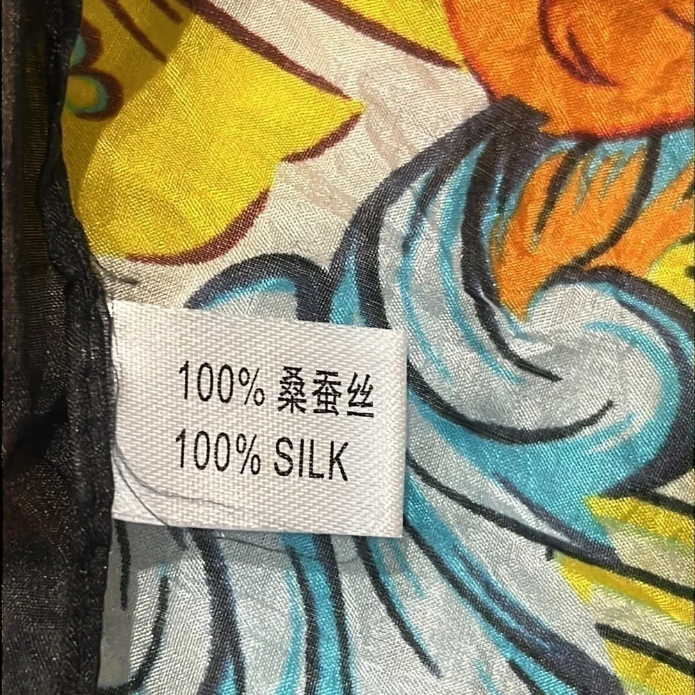 LONG SILK MULTI COLOR SCARF 92x41, OVERSIZED!